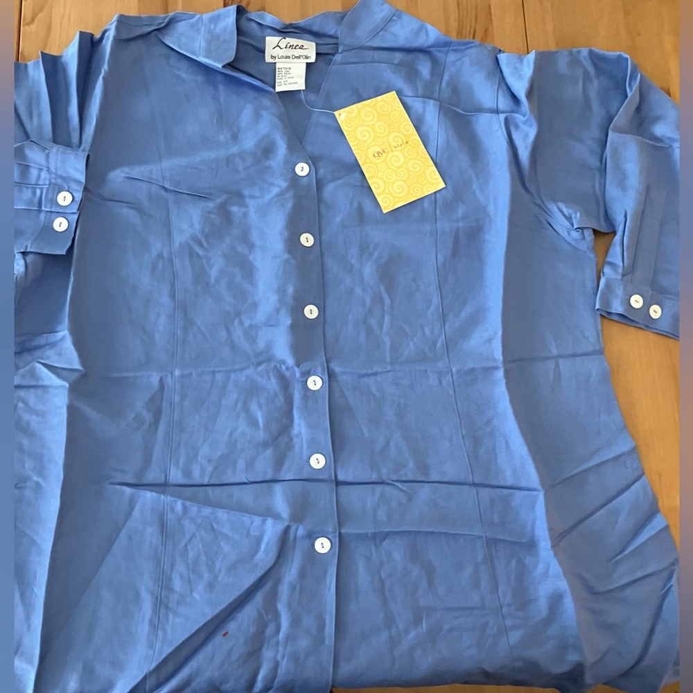 NWT Linea by Louis Dell’Olio Blue Casual Button Down Shirt Size 2X 55% Linen